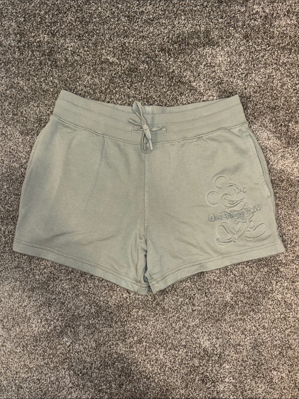 Preloved 2025 Disney Parks Sage Green Mickey Mouse Shorts Sz Small.